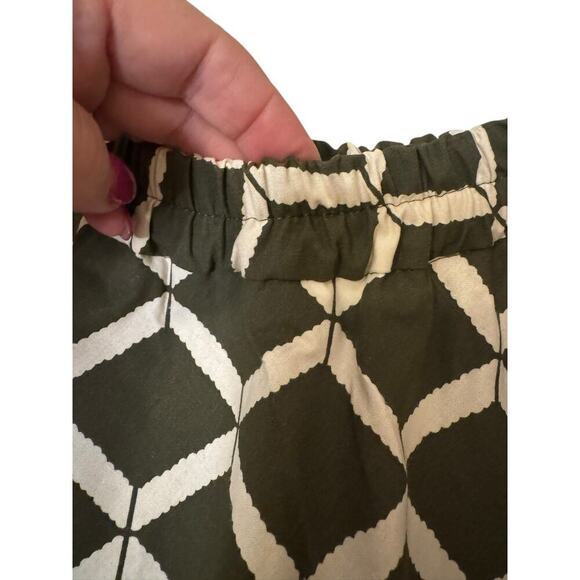 NIU NEW Olive Green Geometric Flared A-Line Skirt Midi XS - Picture 5 of 6